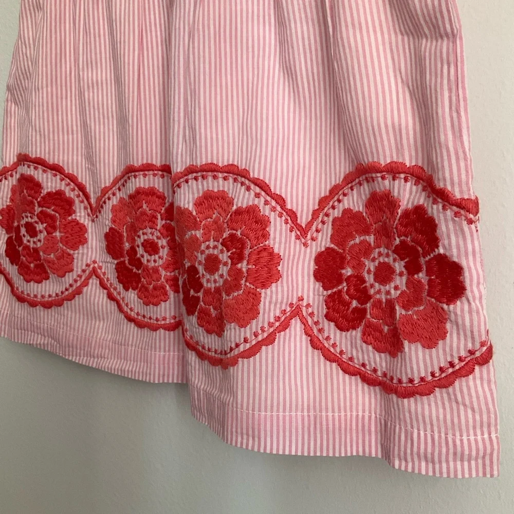 Baby Boden Striped Pink Dress 6-12 Months with Red Floral Embroidery - Picture 6 of 12